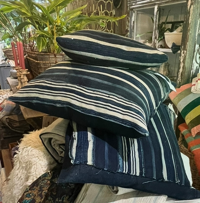 Vintage Indigo Malawi Mudcloth Cushions