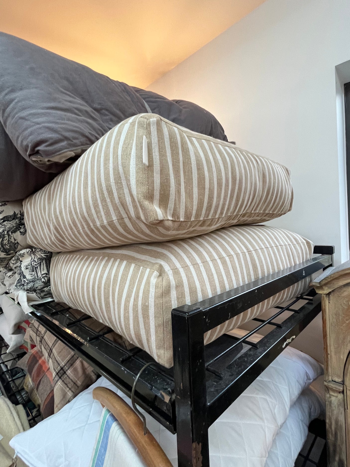 Large Pair of Linen striped Cushions