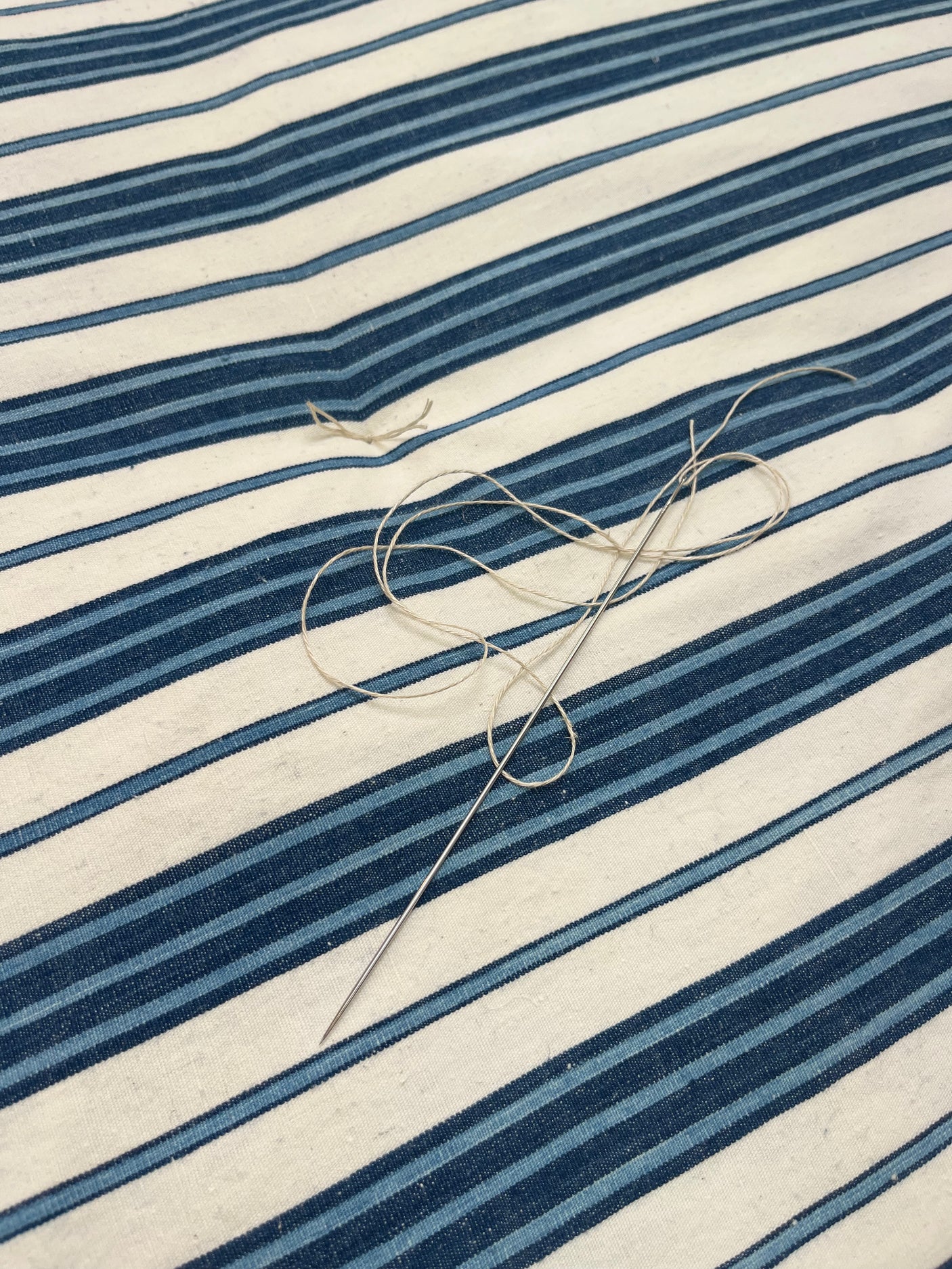 Hand tufted striped French Linen Topper with matching cushions