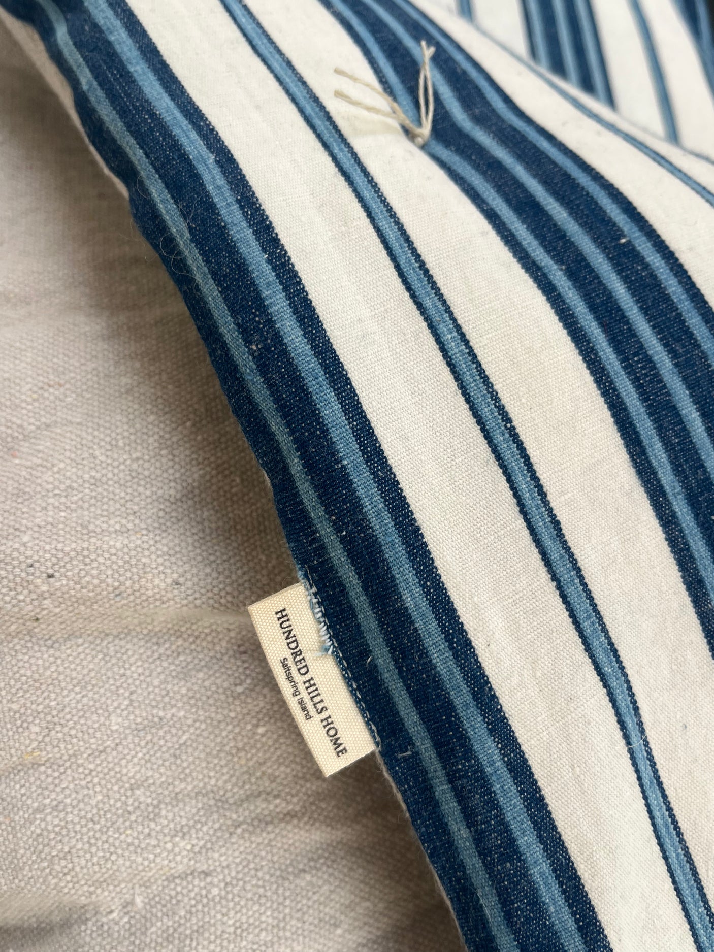 Hand tufted striped French Linen Topper with matching cushions