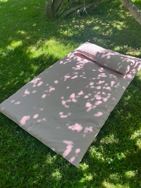 Red & White Striped Ticking Day Mattress & Matching Pillow