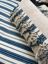 Hand tufted striped French Linen Topper with matching cushions