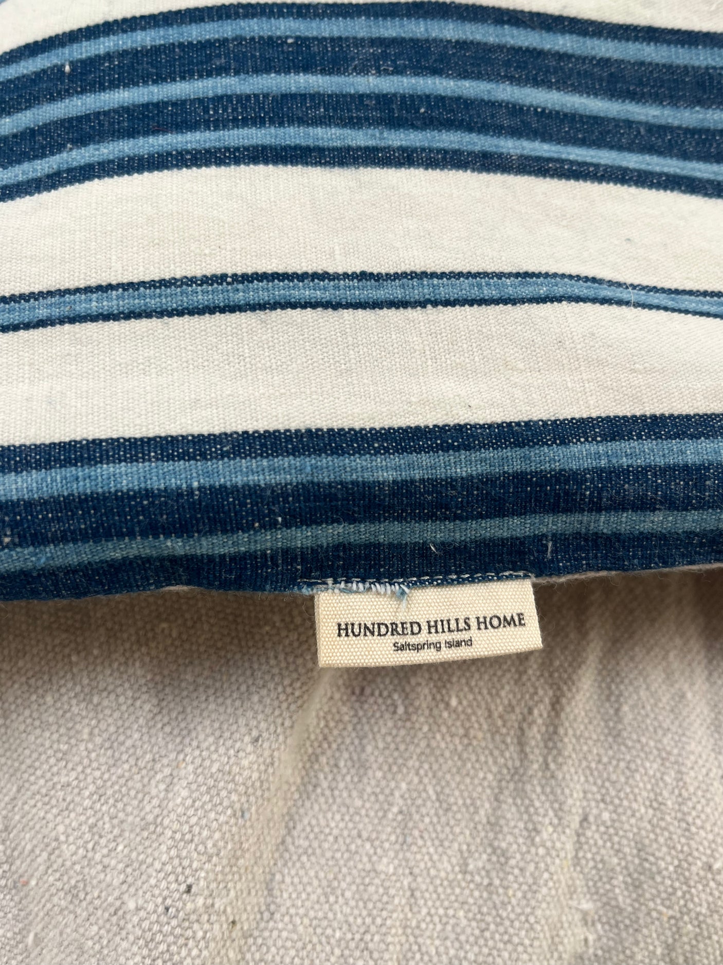 Hand tufted striped French Linen Topper with matching cushions