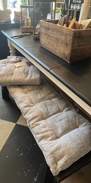 Pair Grey Linen Bench Toppers
