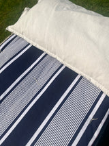 Hand tufted striped French Ticking Topper